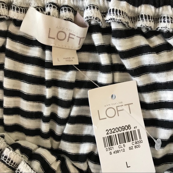 LOFT Striped Pom Pom Off the Shoulder Top NWT - Picture 8 of 8